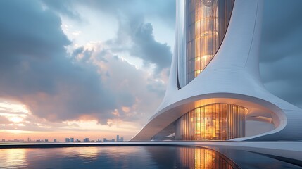 Contemporary commercial building glass snow reflection high resolution picture