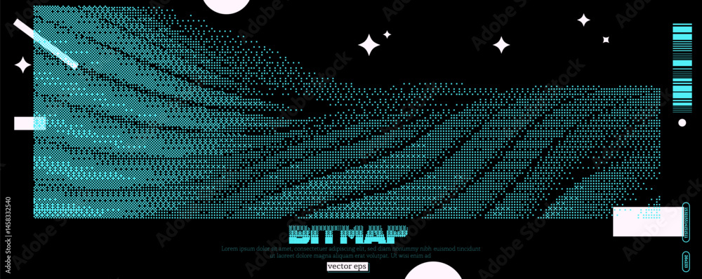 Poster abstract vector illustration showcasing y2k and dada themes through a striking bitmap pattern in vib