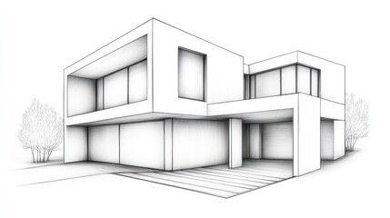 Architectural Sketch: Modern House Design