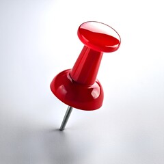 Red Push pin on White Background – Office and Reminder Concept