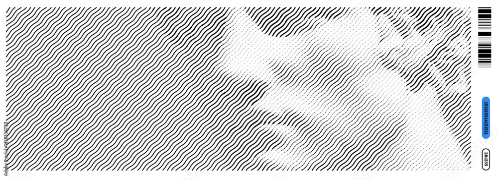 Poster vector illustration of abstract face in y2k style featuring unique line patterns and dada influence