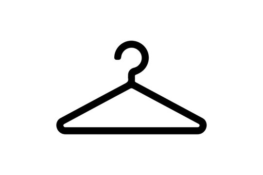 recommend clip art: Black outline of a clothes hanger
