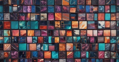 Vibrant photo collage, dynamic grid of varied shapes ,  print,  layout