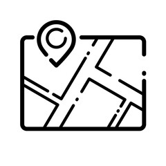 Map with pin, GPS navigation – vector icon