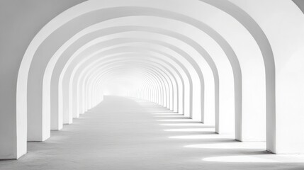 Obraz premium Endless White Arched Pathway: A Monochromatic Architectural Vision