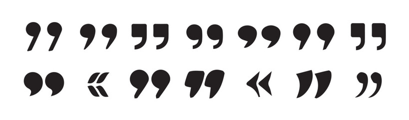 Quote icon set. Quote Icon Object, Quote Icon Picture, Quote Icon Image.quotation marks black isolated vector icon set. Speech mark icons. vector illustration eps 10.