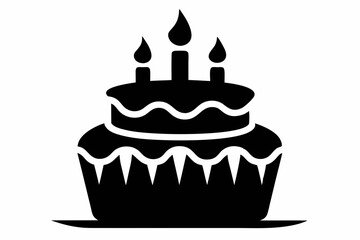 Birthday Cake Silhouette Vector Illustration 