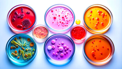 Fototapeta premium Petri Dishes with Bacterial Growth