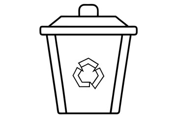 Recycle Bin Line Art Vector Illustration  