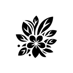 Black & White Floral Design Element, Botanical Silhouette