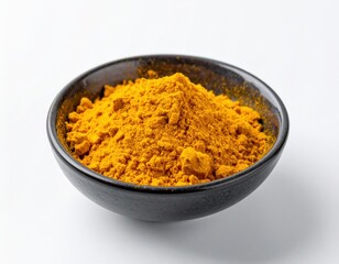 Bright Yellow Turmeric Powder In Dark Bowl