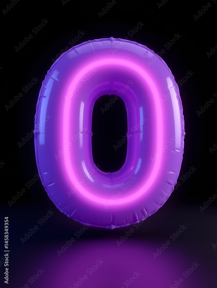 Poster 3d rendering number font 0, countdown concept of number 0