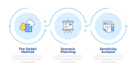 Workforce forecasting methods infographic 3 steps. HR analytics. Recruitment strategy. Data visualization with 3 steps. Editable rectangular options chart. Lato-Bold, Regular fonts used