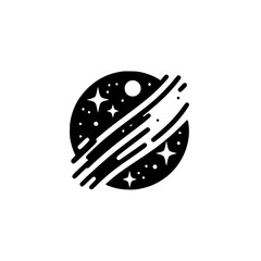 Minimalist Cosmos: Black and White Space Illustration