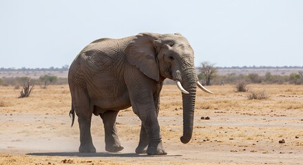 Obraz premium African Elephant in Serene Savanna: A Majestic Wildlife Portrait