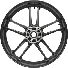 Fototapeta premium Ten Spoke Motorcycle Wheel Rim Dark Gray Alloy Detailed Close Up