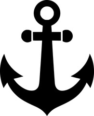 Simple Black Anchor Icon Against White Background