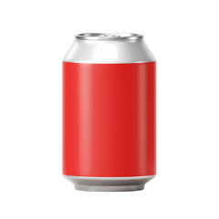 3D Soda Can, Transparent Background, Red Color, Beverage Design  
