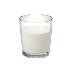 3D Milk Glass on Transparent Background with Fresh Milk  