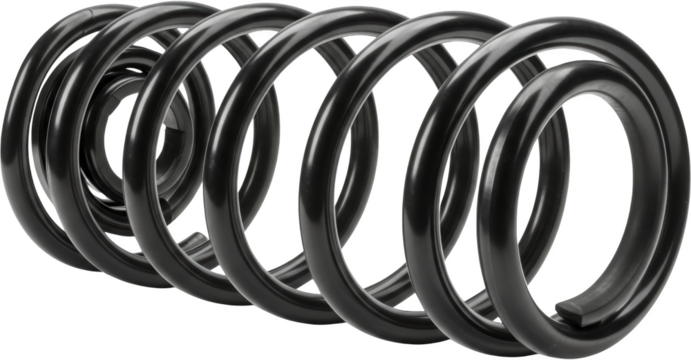 High Resolution Close up of Black Automotive Coil Spring Suspension Part