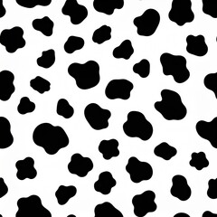 Fototapeta premium Seamless animal pattern. Cowhide texture with black spots on white. Mammal fur print. Leather design.
