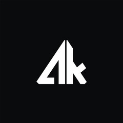 Letter AK Modern Logo Template Vector. AK monogram logo vector, Letter AK KA creative elegant monogram white color on black background