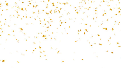 golden confetti rain on transparent background, png channel birthday party celebration and sale social media design element	