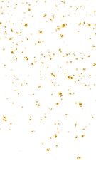 golden confetti rain on transparent background, png channel birthday party celebration and sale vertical social media design element	