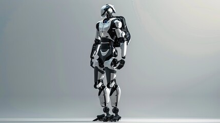Futuristic robot standing, detailed mechanical design