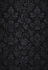 Intricate black damask, seamless floral vines , image, brocade