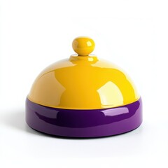 Naklejka premium Yellow and purple lidded jar on a white background