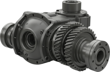 Industrial Gearbox Assembly Detailed 3D Render of Heavy Duty Mechanical Transmission System
