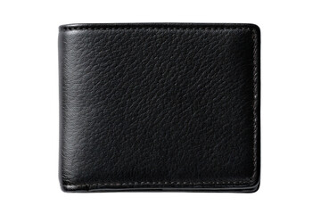 Black leather wallet folded and isolated on transparent background

