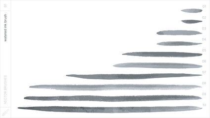 Vector Brushes. Pointed Round Watered Ink Brush.