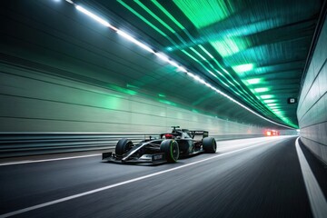Obraz premium High-Speed Formula 1 Motion Blur Racing through Futuristic City