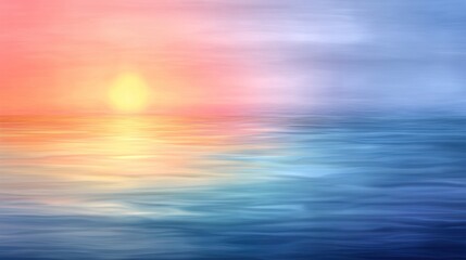 Obraz premium Serene sunset seascape abstract painting soft colors dreamy atmosphere