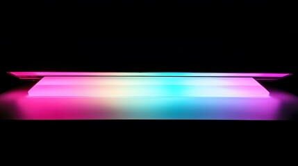 Colorful, illuminated, rectangular, platform, against, a, dark, background.