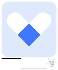 Capsule forming a heart shape, highlighting themes of health, wellness, love, and care. Ideal for medical branding, pharmaceutical design, health awareness, support services modern health-tech