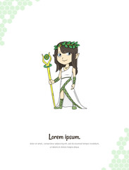 Nature Guardian woman cartoon vector art for wall decoration
