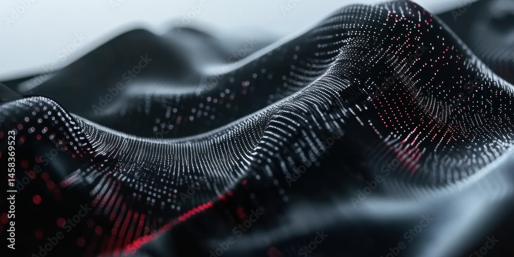 Poster abstract digital data wave: a mesmerizing close-up reveals an abstract wave of digital data, formed 