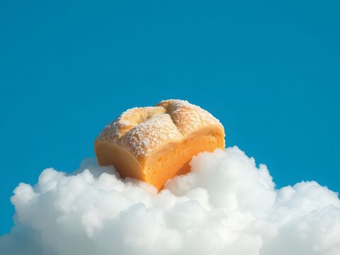 loft of bread on the cloud, blue background