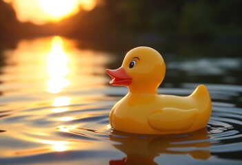 Rubber Ducks Sunset Water Golden Hour