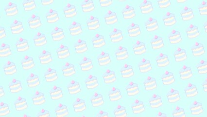 ピクセルアートないちごのケーキパターン背景★