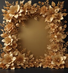 Luxurious gold floral backdrop, elegant blooms & leaves ,  wedding,  celebration