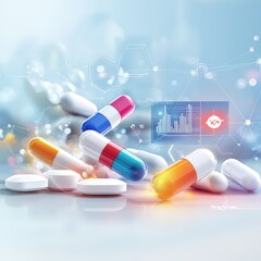 Innovative nursing care strategies healthcare facility infographic clinical environment aerial view hyperrealistic concept