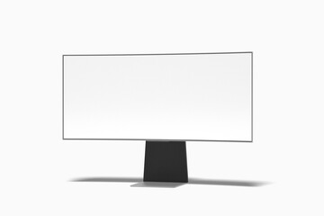 Realistic 4K LCD curved screen TV or monitor mockup on white background