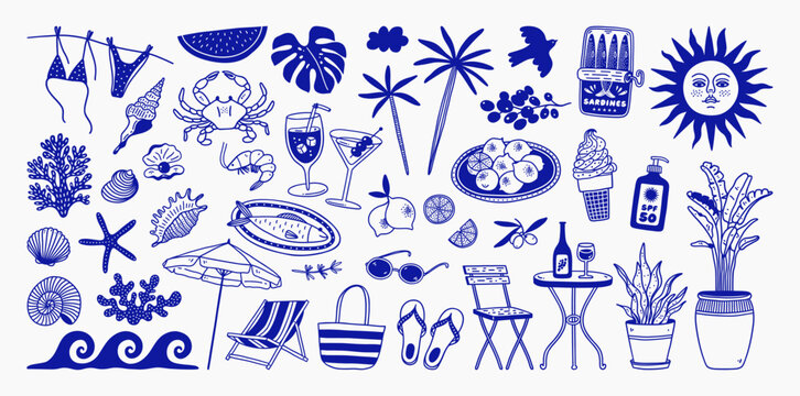 Big set of summer elements.