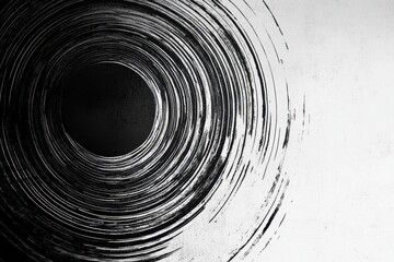 Abstract Spiral Texture: Captivating black and white art featuring a series of concentric circles, this image evokes a sense of movement and depth, perfect for adding an artistic touch.