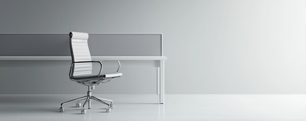Modern office setup featuring a sleek chair and minimalist workspace design.