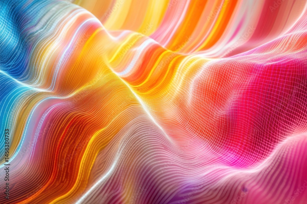 Poster abstract waves of color: an abstract and vibrant display of undulating waves of color, creating a me